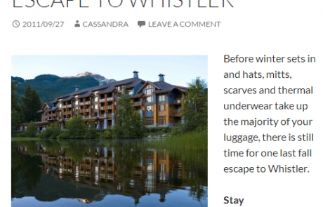 escape to whistler