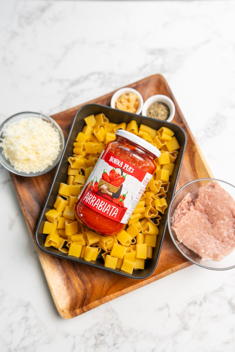 Cheesy Turkey Arrabiata Pasta Bake recipe