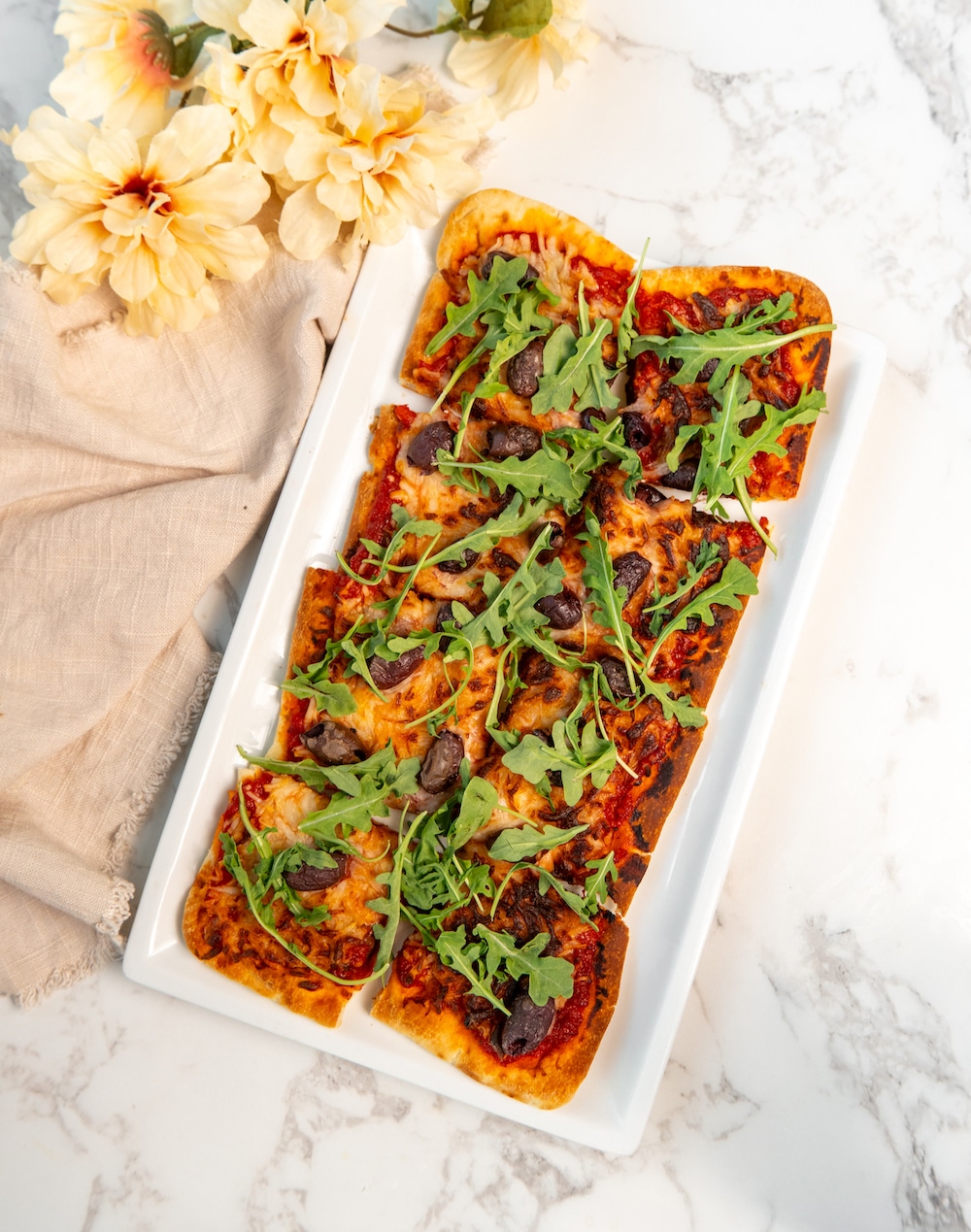 Puttanesca Flatbread with Arugula & Olives